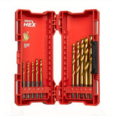 Estuche 10 brocas SHOCKWAVE HSS-G TIN RED HEX Milwaukee