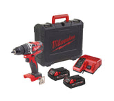 Taladro Percutor M18 con 2 baterías 2Ah + Cargador + Maletin Milwaukee M18 CBLPD-202C