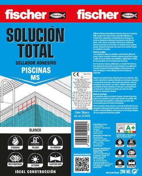 Cartucho Adhesivo Sellador 290ml Fischer Solucion Total MS Especial Piscinas