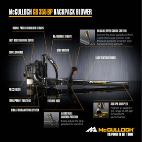 Soplador a gasolina 1.5kW 355km/h McCulloch GB 355 BP