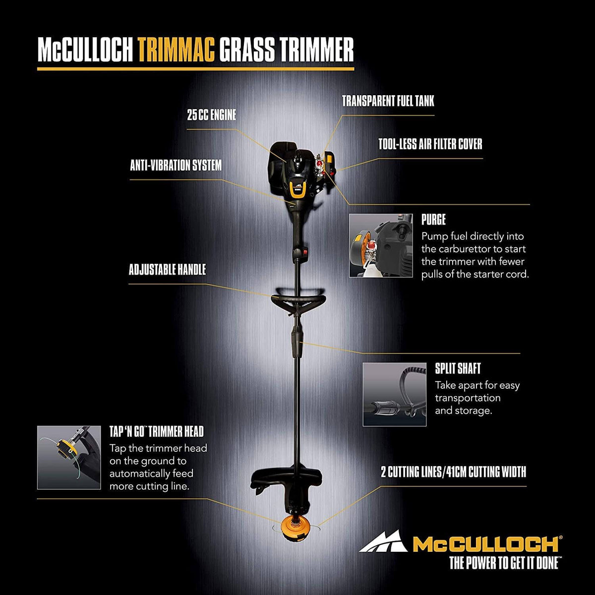 Desbrozadora a Gasolina 0.6kW 40cm McCulloch TRIMMAC